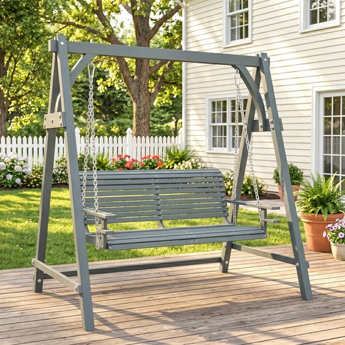 Seater wooden garden swing - 2,