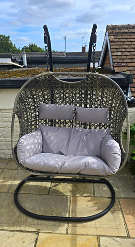 Grey rattan double - grey,
