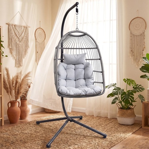 Hanging egg chair with - hanging, stand